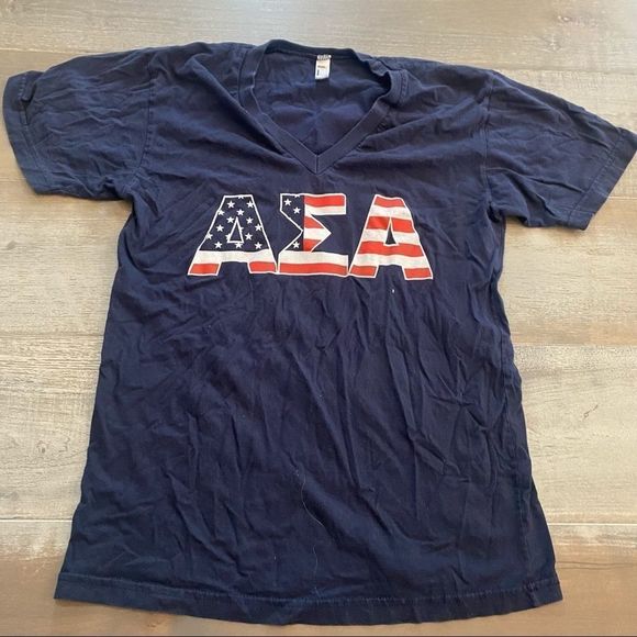 American Apparel Tops - Alpha Sigma Alpha ASA America letters shirt size S